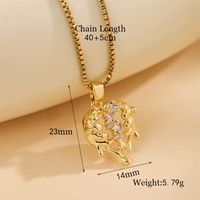 Stainless Steel 18K Gold Plated Sweet Plating Inlay Round Oval Heart Shape Artificial Diamond Pendant Necklace sku image 1