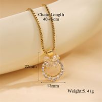 Stainless Steel 18K Gold Plated Sweet Plating Inlay Round Oval Heart Shape Artificial Diamond Pendant Necklace sku image 2
