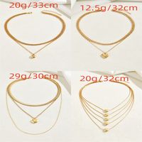 Simple Style Heart Shape Alloy Layered Plating Gold Plated Women's Layered Necklaces main image 2