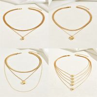 Simple Style Heart Shape Alloy Layered Plating Gold Plated Women's Layered Necklaces main image 1