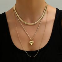 أسلوب بسيط شكل القلب سبيكة متعدد الطبقات تصفيح مطلي بالذهب امرأة قلادة الطبقات main image 3