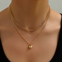 أسلوب بسيط شكل القلب سبيكة متعدد الطبقات تصفيح مطلي بالذهب امرأة قلادة الطبقات main image 5