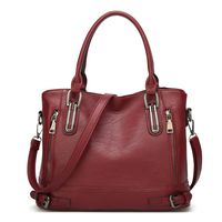 Women's Large Pu Leather Solid Color Streetwear Square Zipper Handbag sku image 1