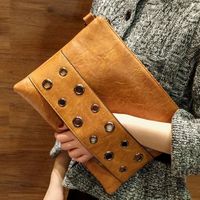Women's Pu Leather Solid Color Classic Style Square Zipper Envelope Bag sku image 2