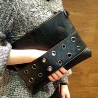Women's Pu Leather Solid Color Classic Style Square Zipper Envelope Bag sku image 1