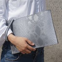 Unisex Pu Leather Solid Color Classic Style Square Zipper Envelope Bag sku image 2