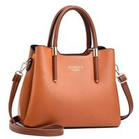 Femmes Grande Faux Cuir Couleur Unie Style Vintage Carré Fermeture Éclair Sac À Main main image 4