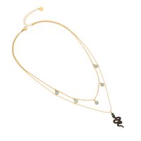 Wholesale Commute Snake 304 Stainless Steel Copper Inlay 18K Gold Plated Artificial Diamond Layered Necklaces sku image 8