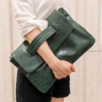 Unisex Medium Pu Leather Solid Color Classic Style Square Magnetic Buckle Envelope Bag sku image 5