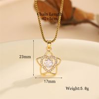 Stainless Steel Titanium Steel 18K Gold Plated Cute Shiny Plating Inlay Star Heart Shape Zircon Pendant Necklace main image 5