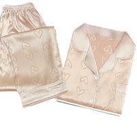 Home Women's Elegant Lady Heart Shape Imitated Silk Polyester Pants Sets Pajama Sets main image 3