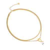 Wholesale Commute Snake 304 Stainless Steel Copper Inlay 18K Gold Plated Artificial Diamond Layered Necklaces sku image 5
