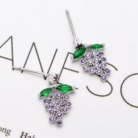 1 Pair Cute Sweet Grape Plating Inlay Copper Zircon White Gold Plated Earrings main image 7