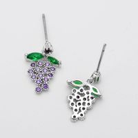 1 Pair Cute Sweet Grape Plating Inlay Copper Zircon White Gold Plated Earrings main image 6