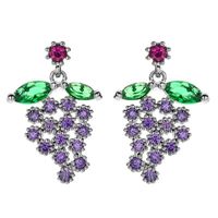 1 Pair Cute Sweet Grape Plating Inlay Copper Zircon White Gold Plated Earrings main image 5