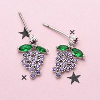 1 Pair Cute Sweet Grape Plating Inlay Copper Zircon White Gold Plated Earrings main image 4
