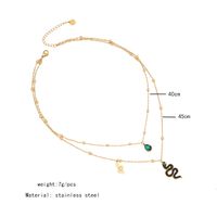 Wholesale Commute Snake 304 Stainless Steel Copper Inlay 18K Gold Plated Artificial Diamond Layered Necklaces main image 2