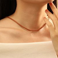 Simple Style Solid Color 18k Gold Plated Leather Rope Copper Wholesale Necklace main image 3