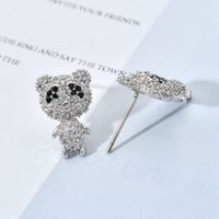 1 Pair Sweet Simple Style Panda Plating Inlay Copper Zircon White Gold Plated Ear Studs main image 5