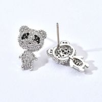 1 Pair Sweet Simple Style Panda Plating Inlay Copper Zircon White Gold Plated Ear Studs main image 6