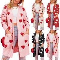 Women's Coat Long Sleeve Sweaters & Cardigans Heart Streetwear Heart Shape main image 1
