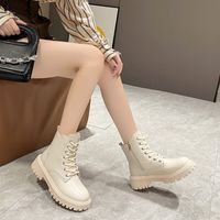 Women's Casual Vintage Style Solid Color Round Toe Martin Boots main image 5