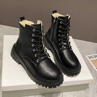 Women's Casual Vintage Style Solid Color Round Toe Martin Boots sku image 1
