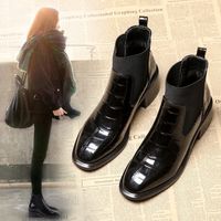 Women's Vintage Style Solid Color Square Toe Martin Boots main image 1