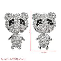 1 Pair Sweet Simple Style Panda Plating Inlay Copper Zircon White Gold Plated Ear Studs sku image 1