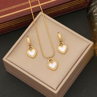 304 Stainless Steel Copper 18K Gold Plated Commute Plating Heart Shape Jewelry Set main image 3