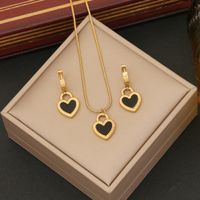 304 Stainless Steel Copper 18K Gold Plated Commute Plating Heart Shape Jewelry Set main image 1