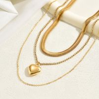 Simple Style Heart Shape Alloy Layered Plating Gold Plated Women's Layered Necklaces sku image 3