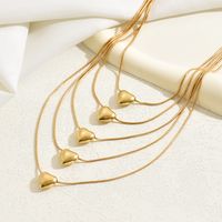 Simple Style Heart Shape Alloy Layered Plating Gold Plated Women's Layered Necklaces sku image 4