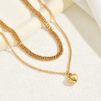 Simple Style Heart Shape Alloy Layered Plating Gold Plated Women's Layered Necklaces sku image 1