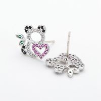1 Pair Modern Style Panda Plating Inlay Copper Zircon White Gold Plated Ear Studs main image 6