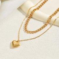 أسلوب بسيط شكل القلب سبيكة متعدد الطبقات تصفيح مطلي بالذهب امرأة قلادة الطبقات sku image 2