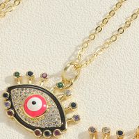 Vintage Style Simple Style Commute Eye Copper Plating Inlay Zircon 14k Gold Plated Pendant Necklace sku image 4