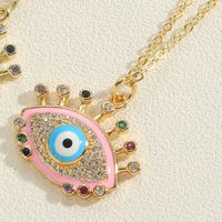 Vintage Style Simple Style Commute Eye Copper Plating Inlay Zircon 14k Gold Plated Pendant Necklace sku image 6