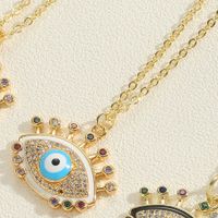 Vintage Style Simple Style Commute Eye Copper Plating Inlay Zircon 14k Gold Plated Pendant Necklace sku image 2