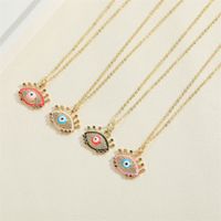 Vintage Style Simple Style Commute Eye Copper Plating Inlay Zircon 14k Gold Plated Pendant Necklace main image 9