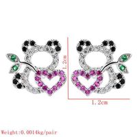 1 Pair Modern Style Panda Plating Inlay Copper Zircon White Gold Plated Ear Studs sku image 1