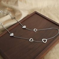 Casual Romantic Simple Style Heart Shape Titanium Steel Plating Hollow Out Inlay Artificial Diamond Sweater Chain Long Necklace main image 3