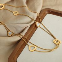 Casual Romantic Simple Style Heart Shape Titanium Steel Plating Hollow Out Inlay Artificial Diamond Sweater Chain Long Necklace main image 1