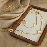 Casual Romantic Simple Style Heart Shape Titanium Steel Plating Hollow Out Inlay Artificial Diamond Sweater Chain Long Necklace main image 4