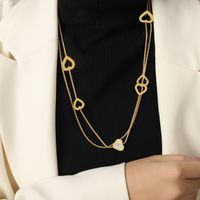 Casual Romantic Simple Style Heart Shape Titanium Steel Plating Hollow Out Inlay Artificial Diamond Sweater Chain Long Necklace sku image 1