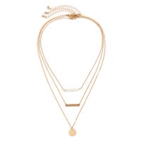 Simple Style Round Rectangle Imitation Pearl Alloy Copper Chain Women's Layered Necklaces main image 5