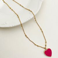 304 Stainless Steel Gold Plated Sweet Simple Style Enamel Plating Heart Shape Pendant Necklace main image 1