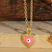 Vintage Style Simple Style Devil's Eye Copper Plating Inlay Zircon 14k Gold Plated Pendant Necklace sku image 3