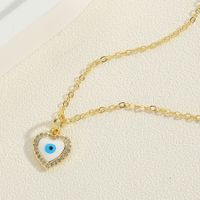Vintage Style Simple Style Devil's Eye Copper Plating Inlay Zircon 14k Gold Plated Pendant Necklace sku image 4