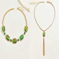 Retro Rectangle Copper Alloy Plating Inlay Zircon Gold Plated Women's Necklace main image 1